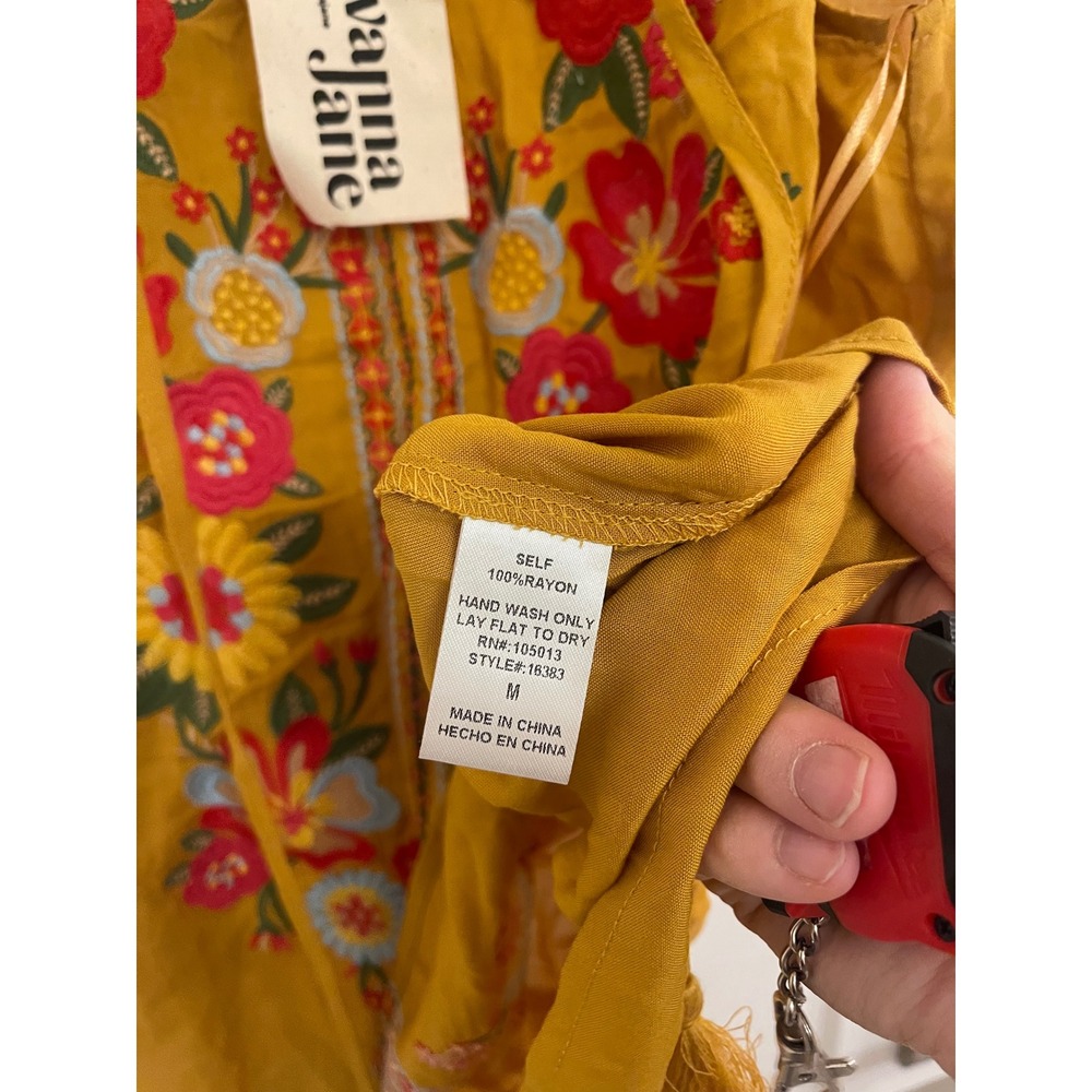 Savanna Jane NWT Gold Embroidered Boho Tank Top Summer Indie - Picture 5 of 6